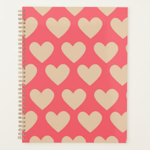 Agenda Padrão Simples Coração Vermelho bege
