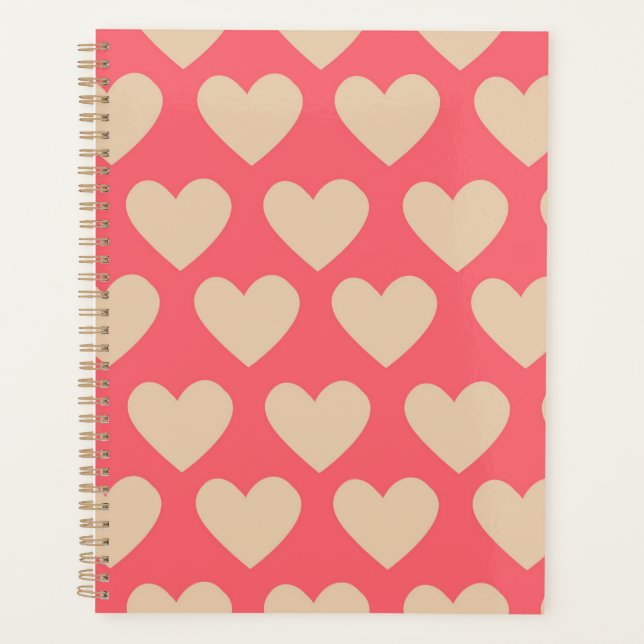 Agenda Padrão Simples Coração Vermelho bege (Frente)