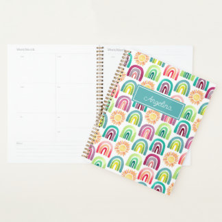 Agenda Padrão Teal Blue Rainbows & Suns de volta à escola