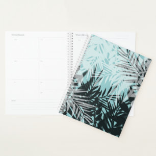 Agenda Padrão tropical preto azul claro