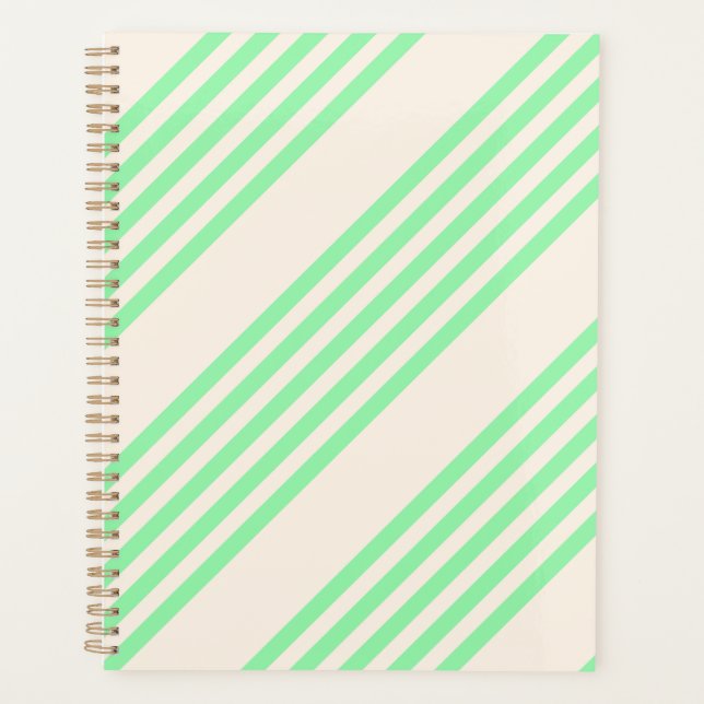 Agenda Padrão verde e bege de cinco faixas (Frente)