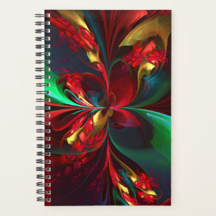 Agenda Padrão Verde Vermelho Abstrato Floral Moderno #11