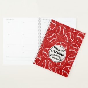 Agenda Padrão Vermelho Grungente de Baseball