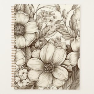 Agenda Padrão Vintage Floral Sepia (13)