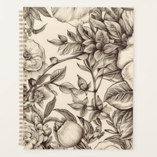 Agenda Padrão Vintage Floral Sepia (2)