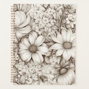 Agenda Padrão Vintage Floral Sepia (5)