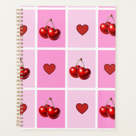 Agenda Padrão Xadrez com Coração de Cereja Personalizado