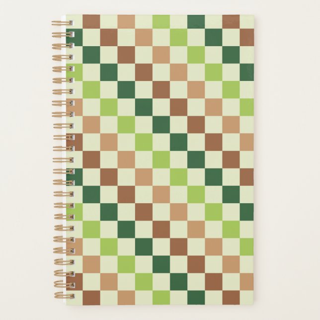 Agenda Padrão xadrez diagonal arco-íris terroso (Frente)