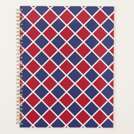 Agenda Padrão Xadrez Diamante Arlequim Vermelho Azul Bran