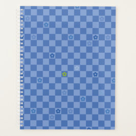 Agenda Padrão Xadrez Floral Nº 01 - Azul Claro