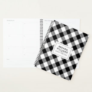 Agenda Padrão xadrez preto e branco