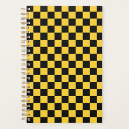 Agenda Padrão xadrez preto e dourado