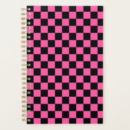 Agenda Padrão xadrez preto e rosa