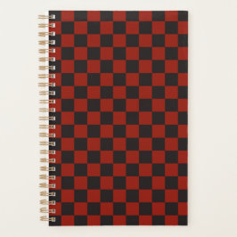 Agenda Padrão xadrez preto e vermelho profundo