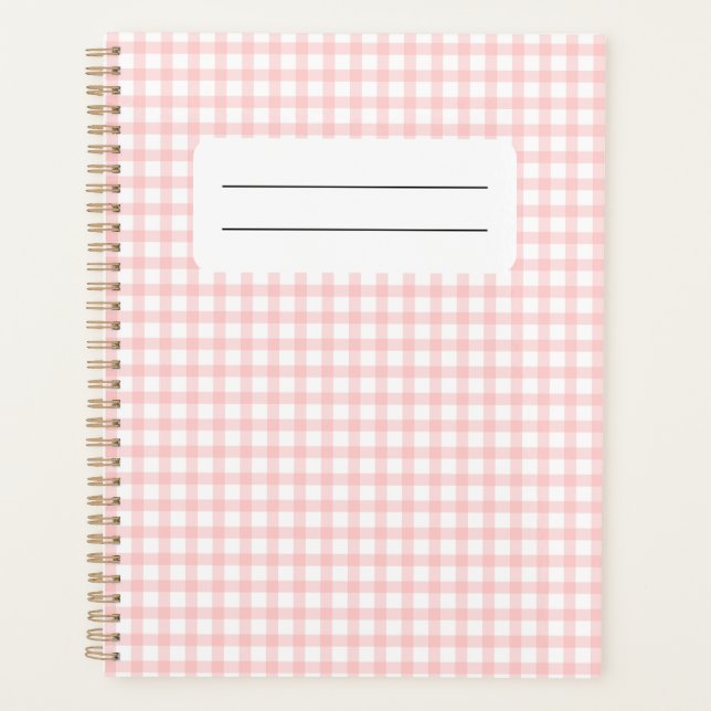Agenda Padrão xadrez rosa fofo retrô (Frente)