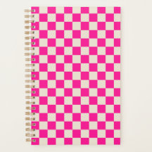 Padrão xadrez rosa quente e bege