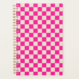 Agenda Padrão xadrez rosa quente e bege