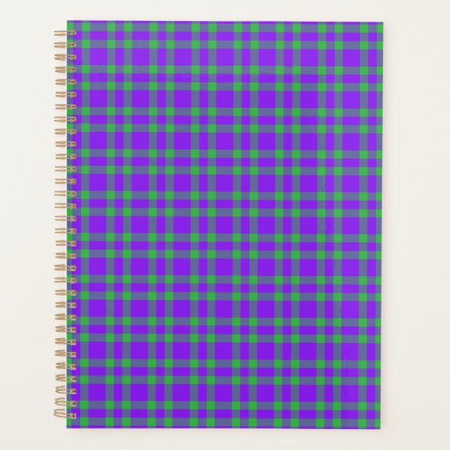 Agenda Padrão Xadrez Verde Roxo (Frente)
