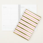 Agenda Padrões de folha de cor-de-rosa, branca e dourada<br><div class="desc">Rosa Dourado - Padrões Leve,  Cor-de-rosa-pincelado,  Branco e Dourado riscado para um presente giro e feminino moderno.</div>