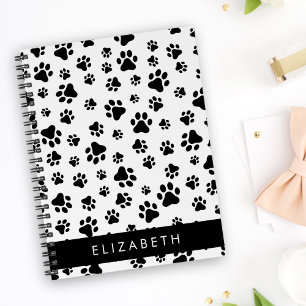 Agenda Padrões de pata, patas de cão, preto e branco, seu
