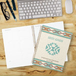 Agenda Padrões folhosos tribais do sudoeste<br><div class="desc">Padrões tribais do sudoeste de bóho,  planificador de nomes personalizado,  faz um belo presente como presente de escritório,  um presente para um estudante ou qualquer outra pessoa.</div>
