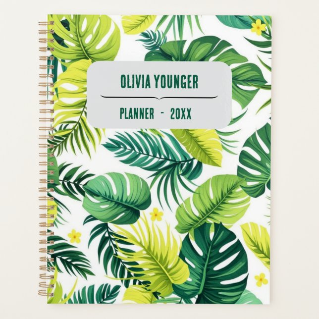 Agenda Páginas Padrão - Monstera Personalizada e Banana L (Frente)