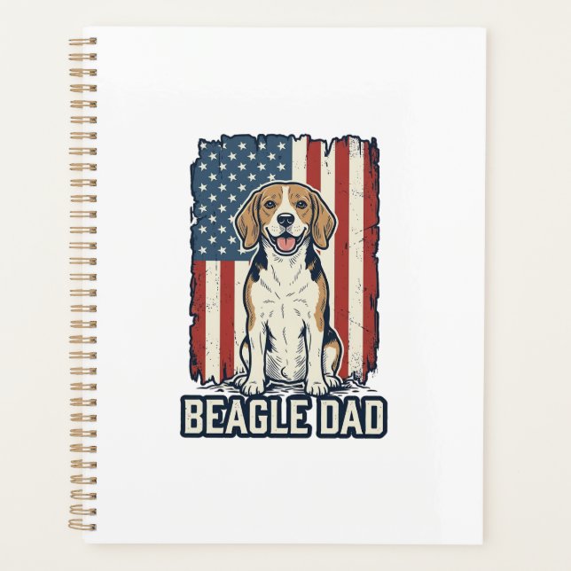 Agenda Pai Beagle Patriótico Design de Cachorro de Gravur (Frente)