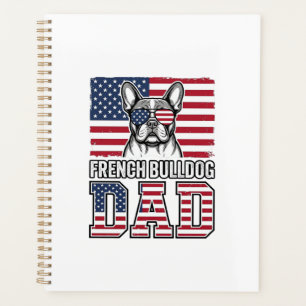 Agenda Pai de Bulldog Francês Patriótico Vintage