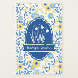 Agenda Painted Blue & Yellow Custom Monogram Name