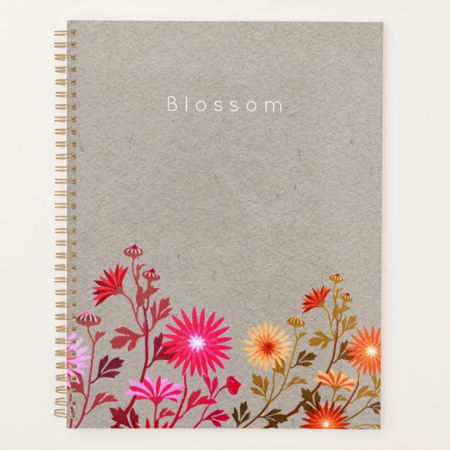 Agenda País Flores Kraft Floral Planner (Frente)