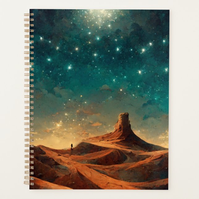 Agenda Paisagem de Fantasia na Noite do Deserto SciFi (Frente)
