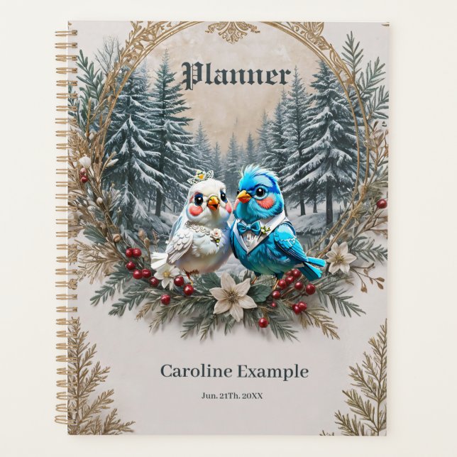 Agenda Paisagem de inverno com casal de casamento de páss (Frente)