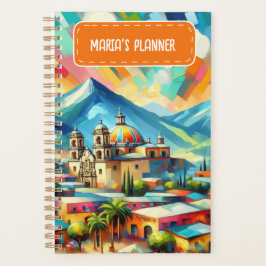 Agenda Paisagem Mexicana Pintada por Nome Personalizado