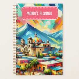 Agenda Paisagem Mexicana Pintada por Nome Personalizado