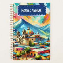 Agenda Paisagem Mexicana Pintada por Nome Personalizado