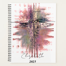Agenda palavras cristãs grunge personalizadas, ano