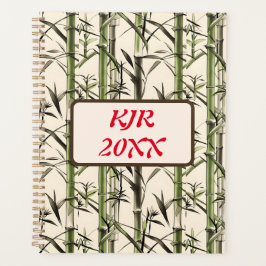 Agenda Palavras e Folhas de Bambu Verde