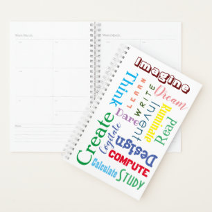 Agenda Palavras Inspirativas Estudantes Coloridos