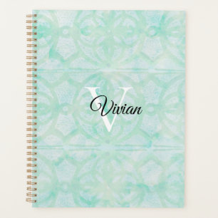 Agenda Pale Jade Green Batik Elegante Monograma