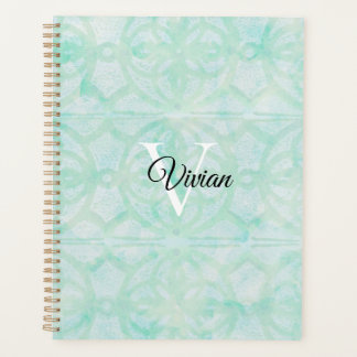 Agenda Pale Jade Green Batik Elegante Monograma