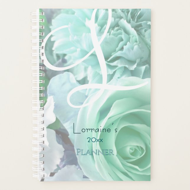 Agenda Pale Teal Rose Planner (Frente)
