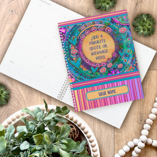 Agenda Palha Bonito Cor-de-rosa com citação personalizada