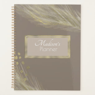 Agenda Pampas Elegante Moderno Natural Dourado
