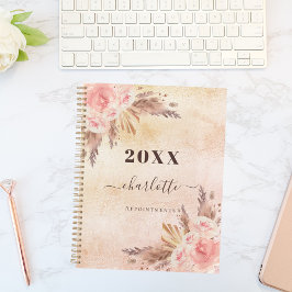 Agenda Pampas rosa ouro floral nome 2023