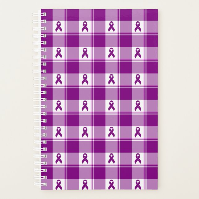 Agenda Pancreatic Cancer Awareness Plaid Planner, Purple (Frente)