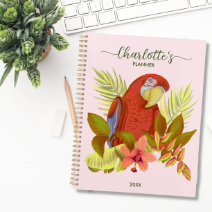Agenda Papagaio Cor-De-Rosa Esbranquiçado 2023 Monograma