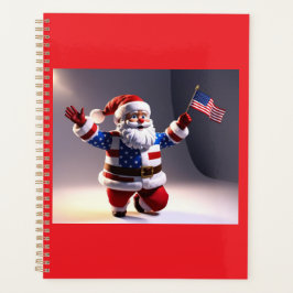Agenda Papai Noel Vestindo Uma Bandeira Americana Estimul