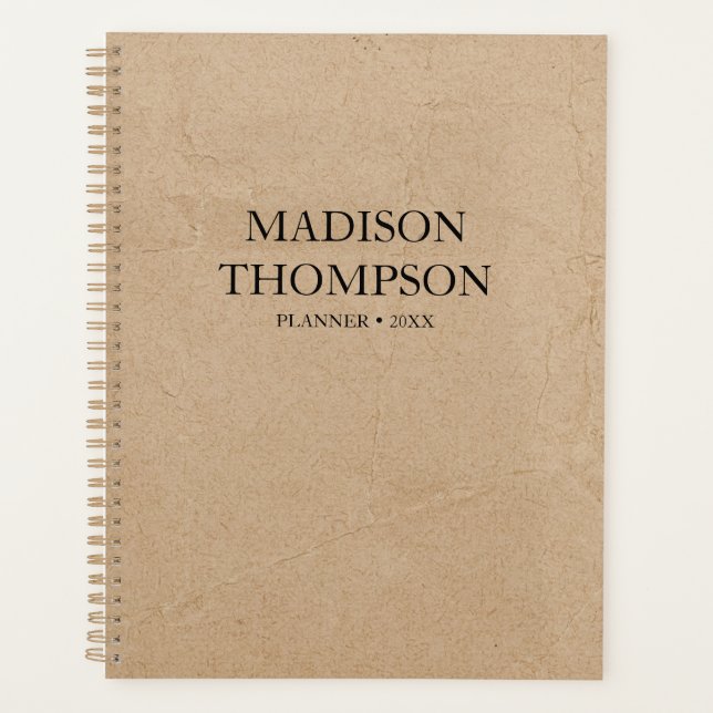 Agenda Papel Rustic Kraft Brown Simples Profissional (Frente)