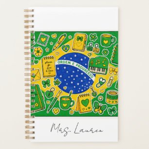 Agenda Papelaria Fofa Inspirada na Bandeira do Brasil Edi