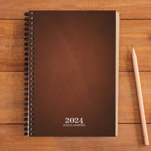 Agenda Papelaria Pessoal ・ Couro Marrom 202x Semanalmente